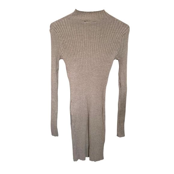 🤎 Lulus Taupe Ribbed Knit Bodycon Sweater Dress – Size Small – NWT - Picture 3 of 7